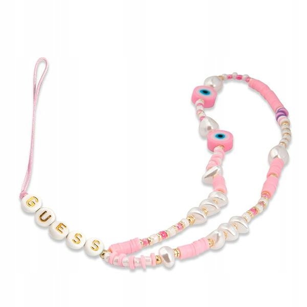 Guess přívěsek Gustshpp Phone Strap růžový/pink Beads Shell