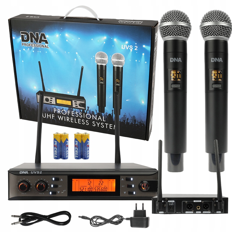 Zestaw 2x Bezprzewodowy Mikrofon Do Ręki Odbiornik Uhf