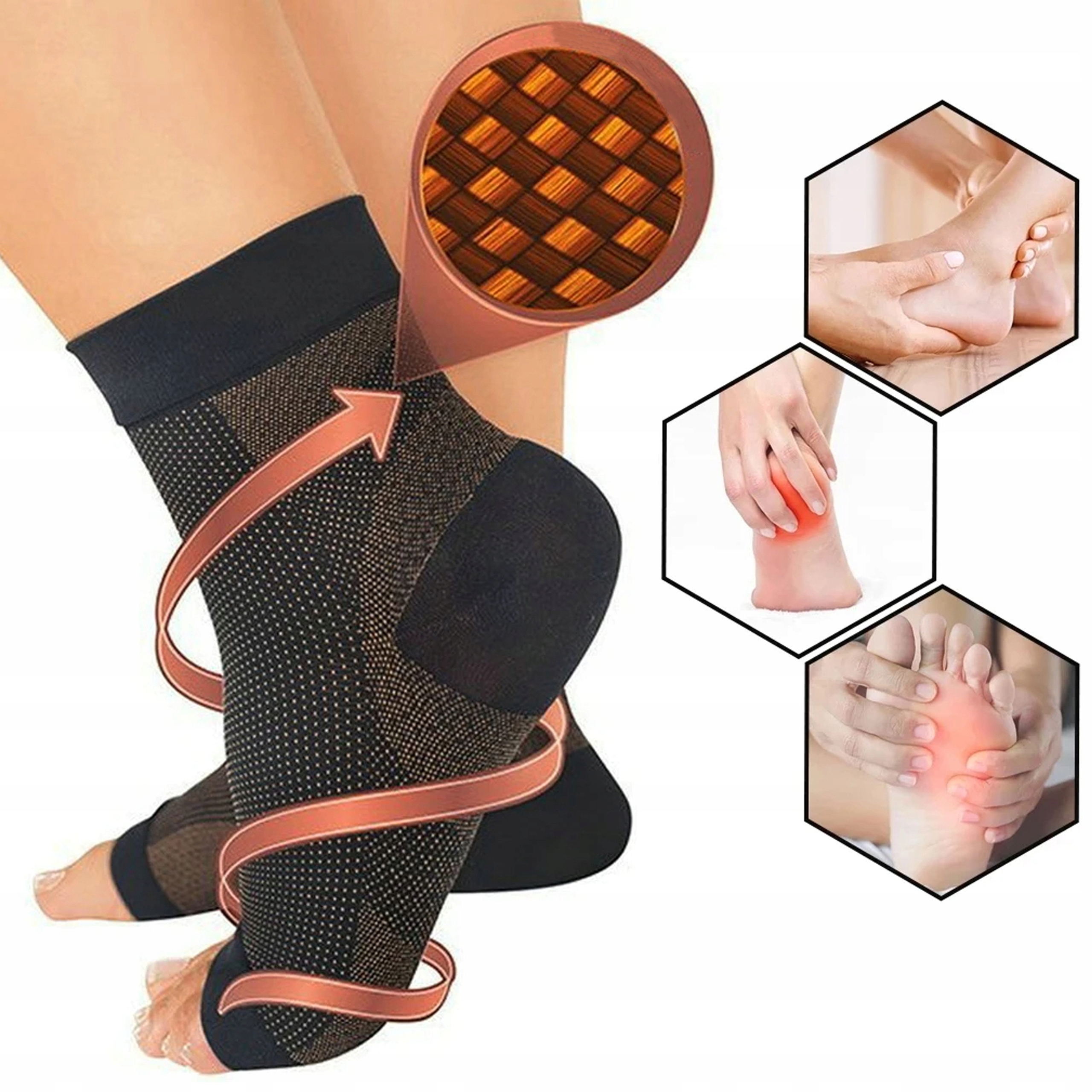 SKARPETKI KOMPRESYJNE SKARPETY UCISKOWE ELASTYCZNA OPASKA ŚCIĄGACZ NA STOPĘ Kod producenta Skarpetki kompresyjne uciskowe elastyczne