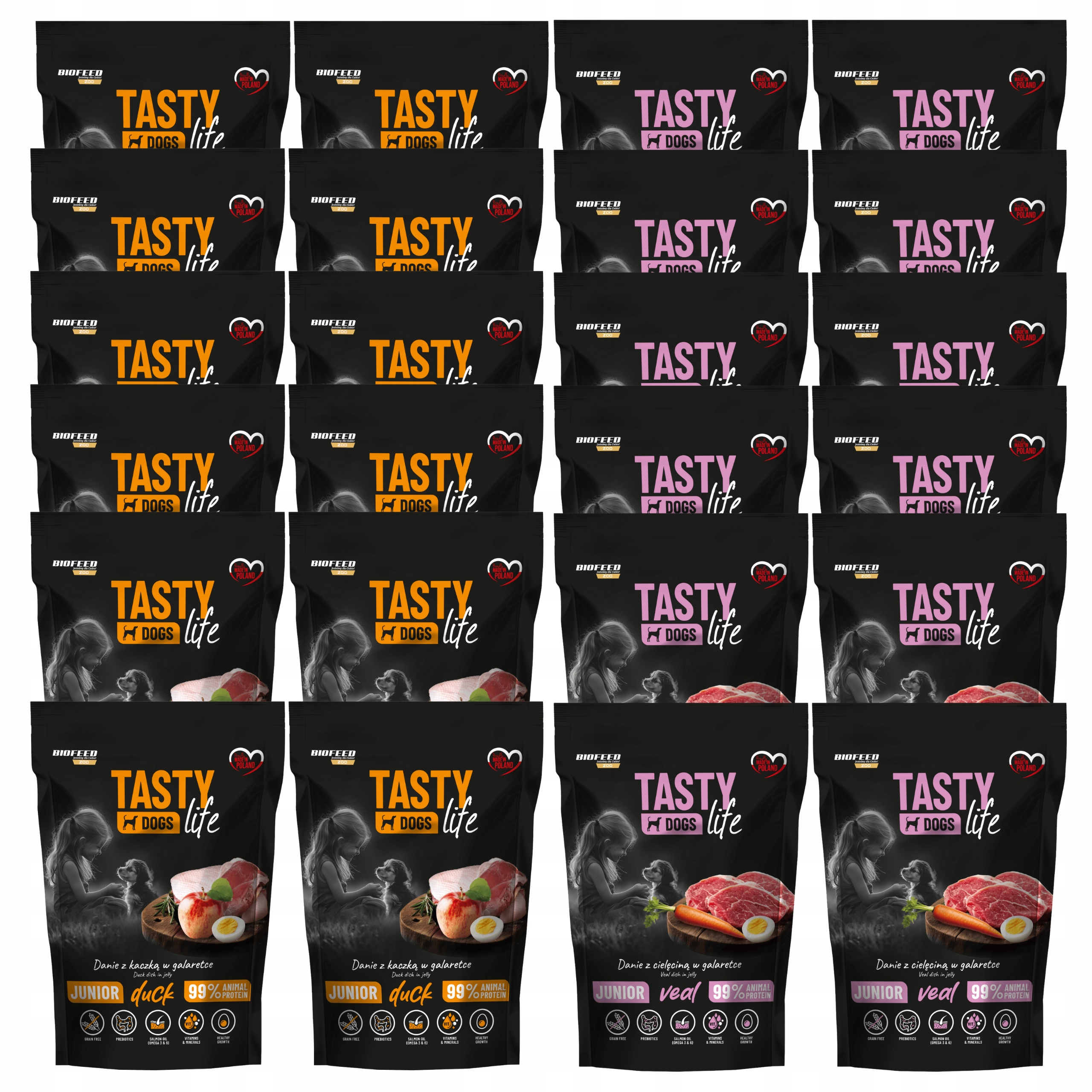 Levně Krmivo pro štěňata Biofeed Tasty Life Junior mix chutí 24 x 150 g