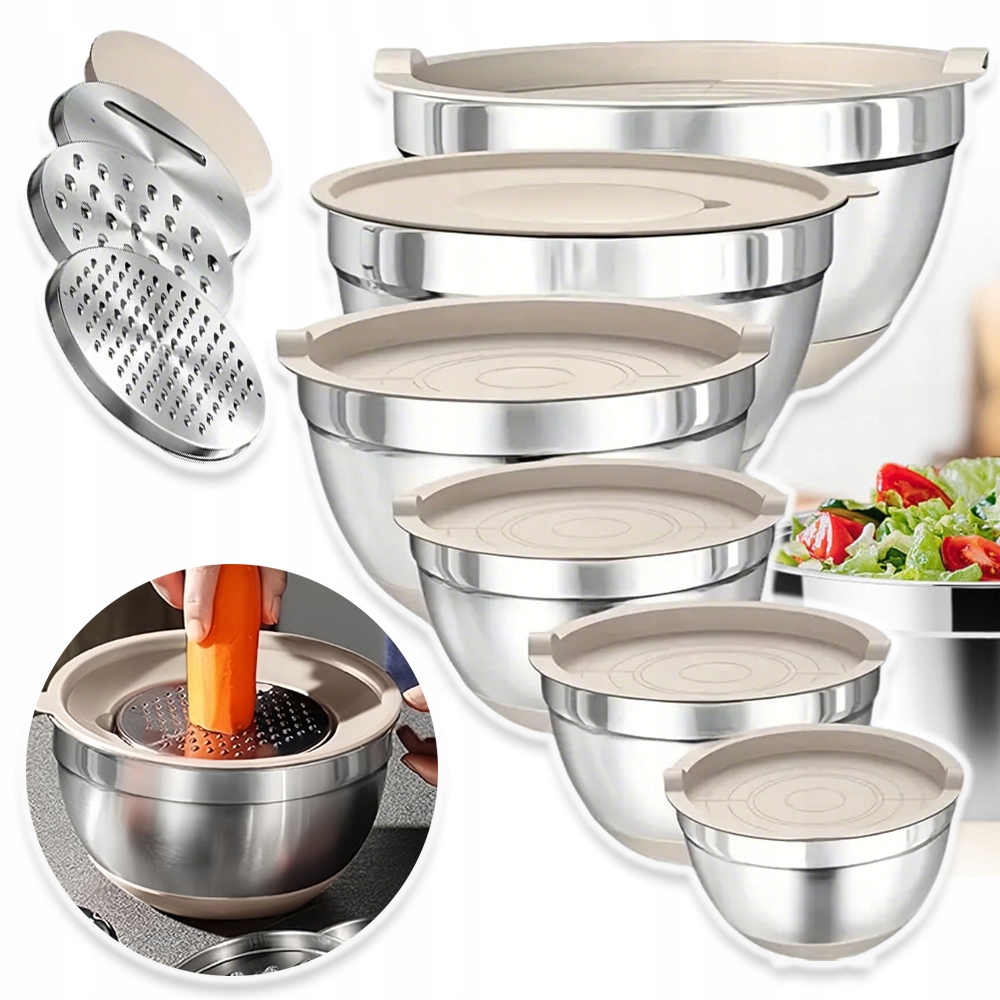 Mísa Na Míchání Sada 6 Kusů S Hermetickým Víkem Nerezová Ocel