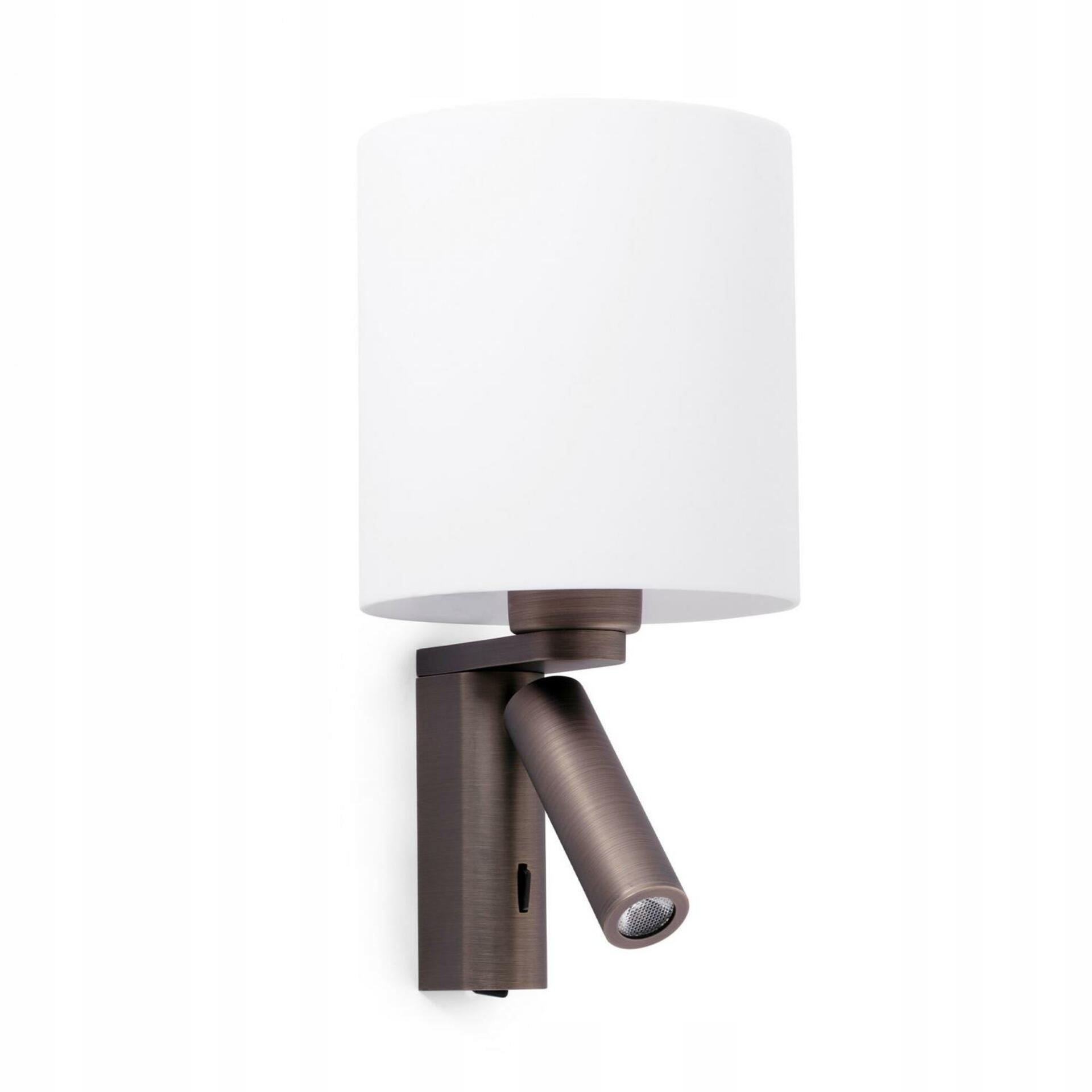 Nástenná lampa Faro Rob Shade bronzová s čítacou lampičkou E27 IP20