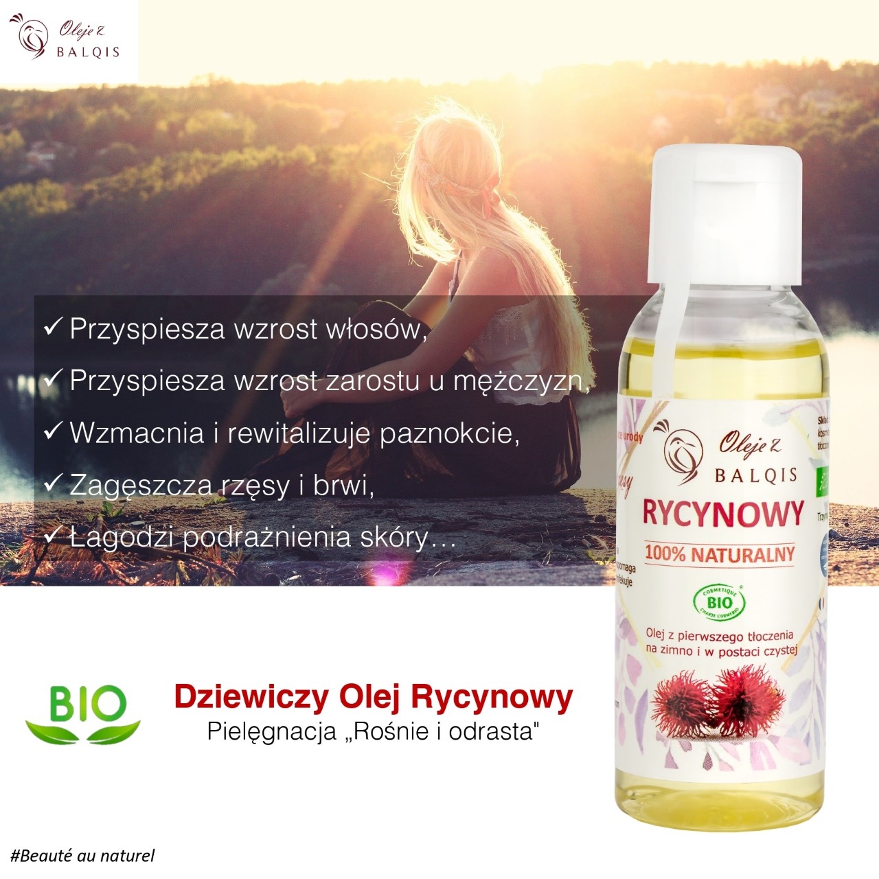 OLEJ RYCYNOWY BIO DO WŁOSÓW, SKÓRY, BRODY, 100 ML Rodzaj Rycynowy