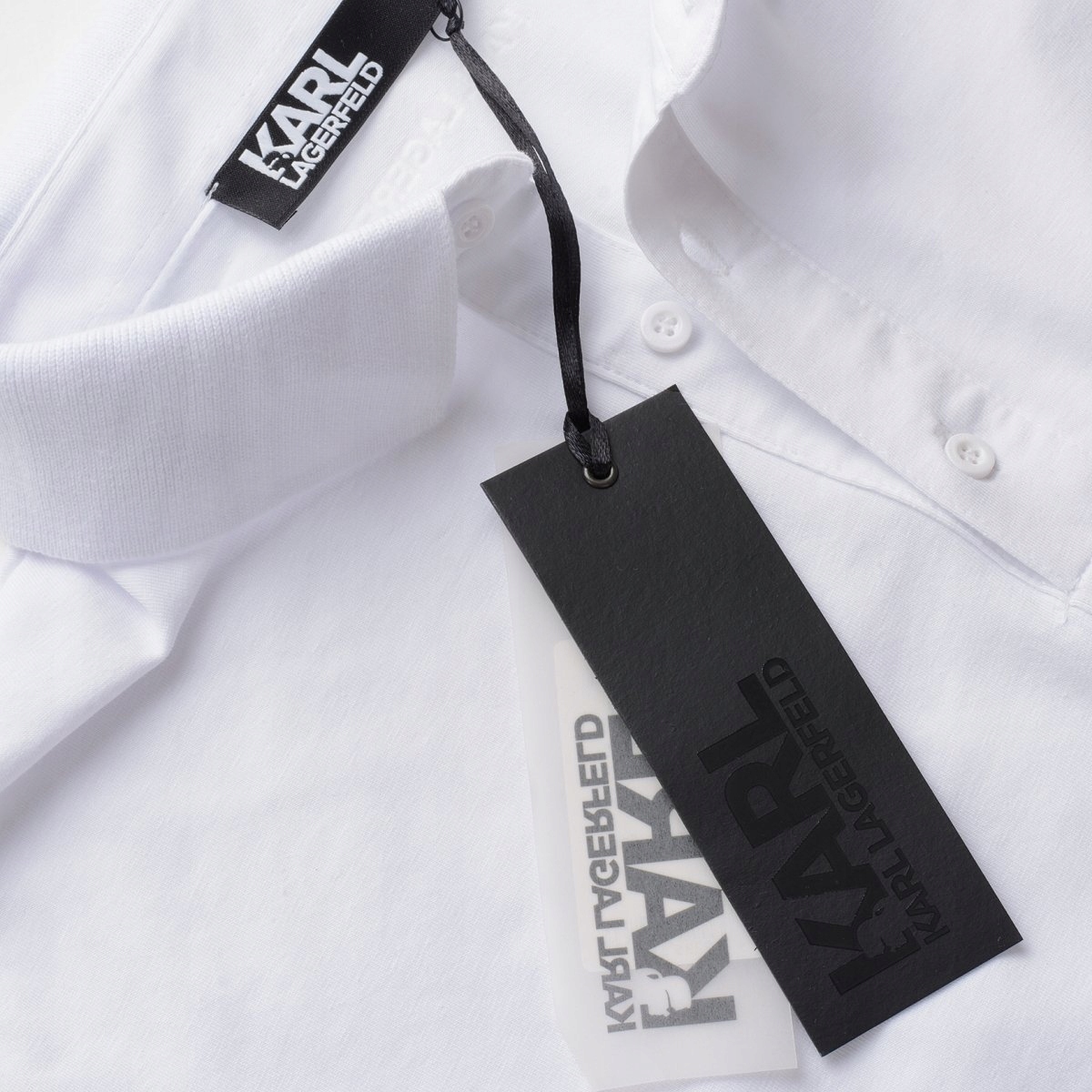 Karl Lagerfeld koszulka polo męska biała polówka klasyczna 745022 L Rękaw krótki rękaw