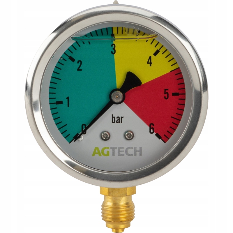 Manometr ciśnieniomierz 0-6 BAR fi 63mm przyłącze dolne gwint 1/4" cala Stan opakowania oryginalne