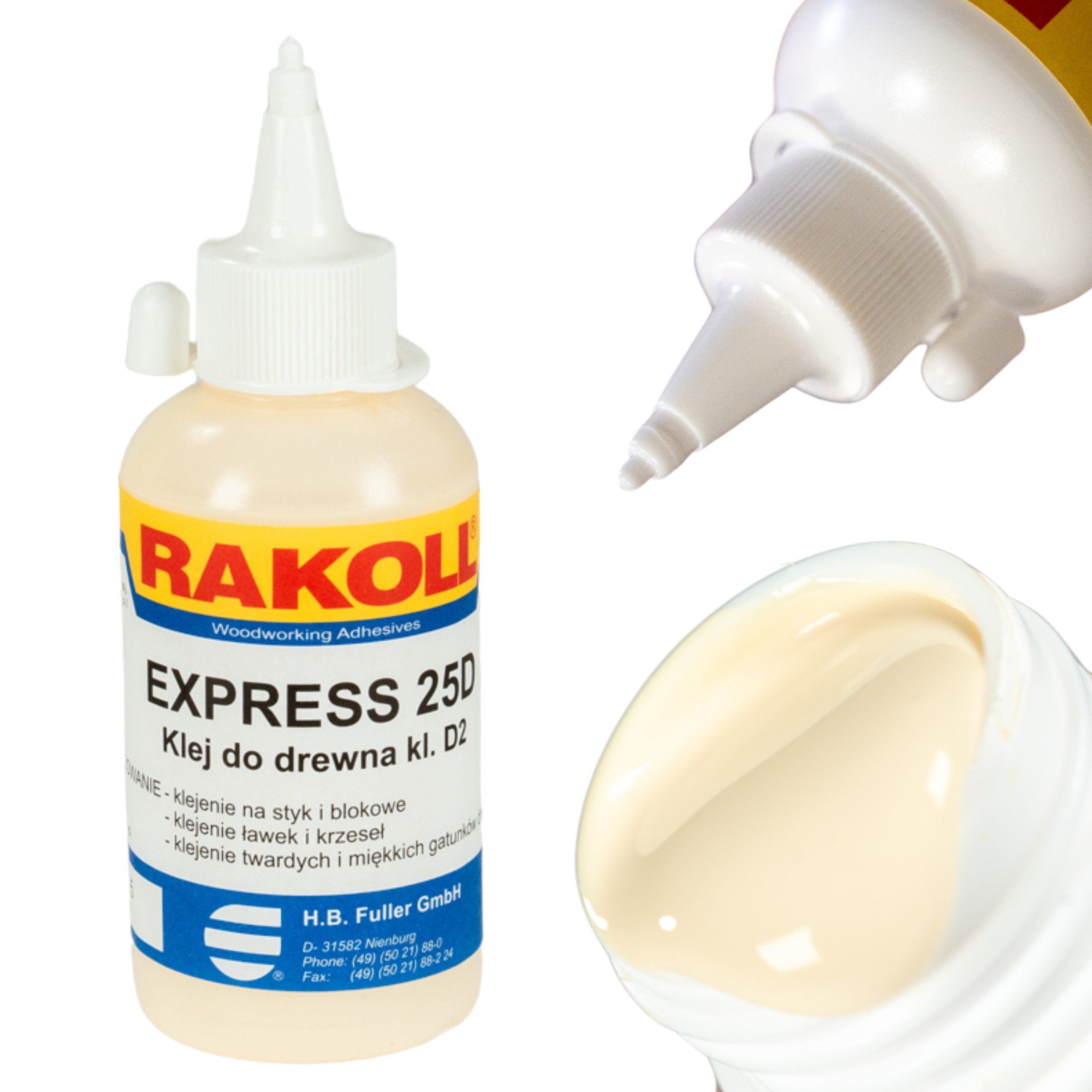 Klej RAKOLL express 25D 0,125kg 125g twardego drewna wikol D2 żółty mocny