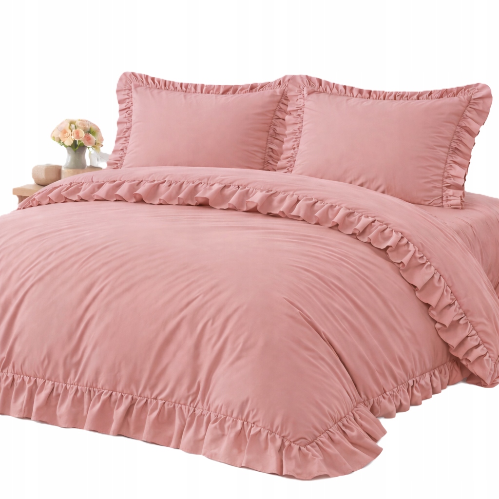 Elegantní povlečení 220x200 s volánem boho glamour styl Růžové