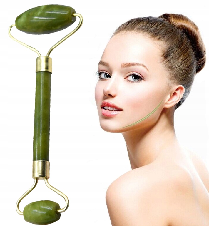 MASAŻER DO TWARZY Z JADEITU WAŁEK ROLLER JADEITOWY PIELĘGNACJA SKÓRY