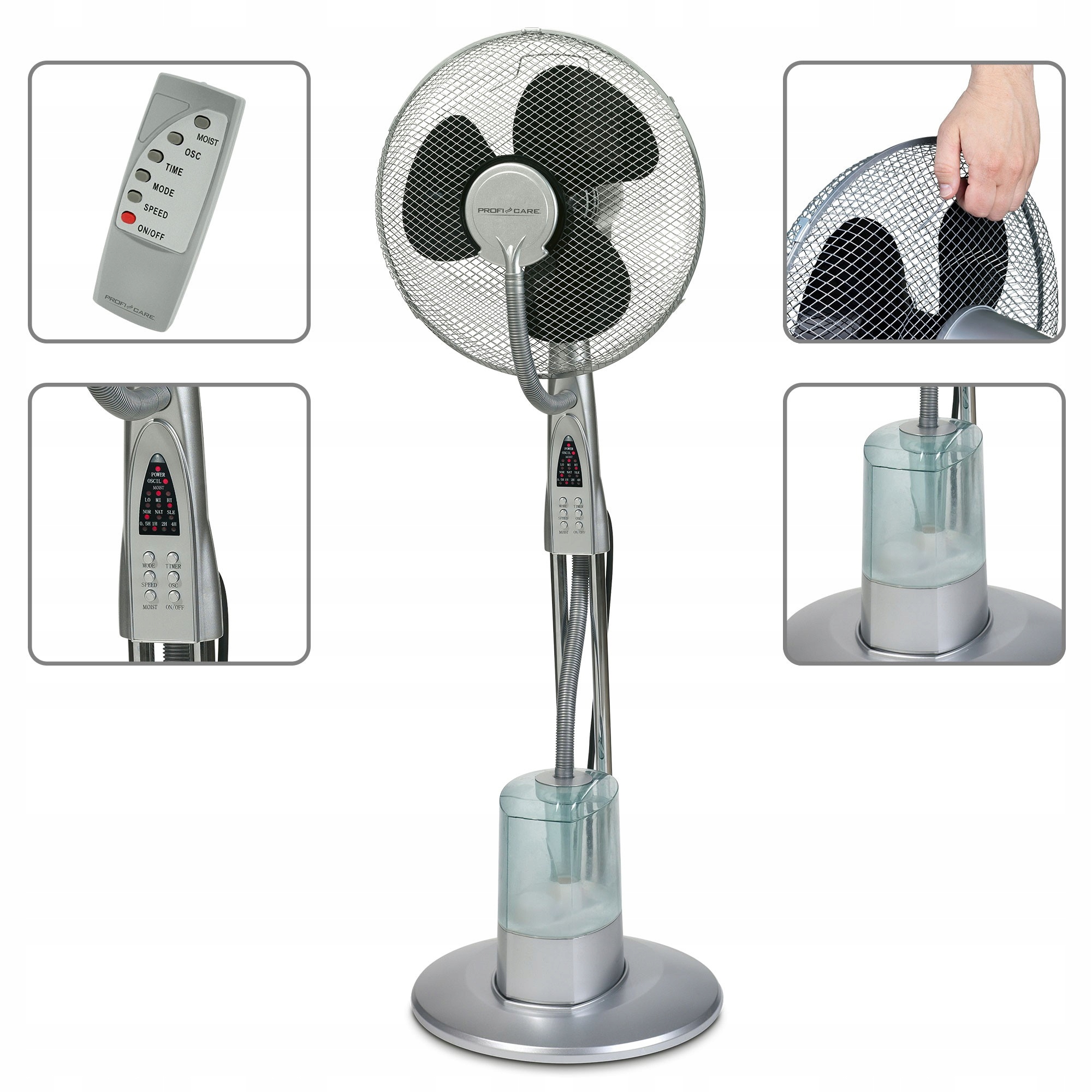 Podłogowy wentylator stojący z nawilżaczem i pilotem 3 w 1 ProfiCare PC-VL Marka Profi-Care