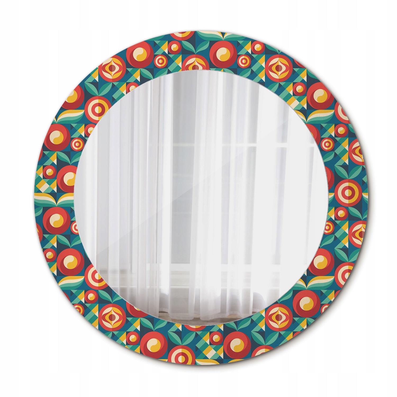 Zrkadlo s rámom Geometrické ovocie a listy 60 cm