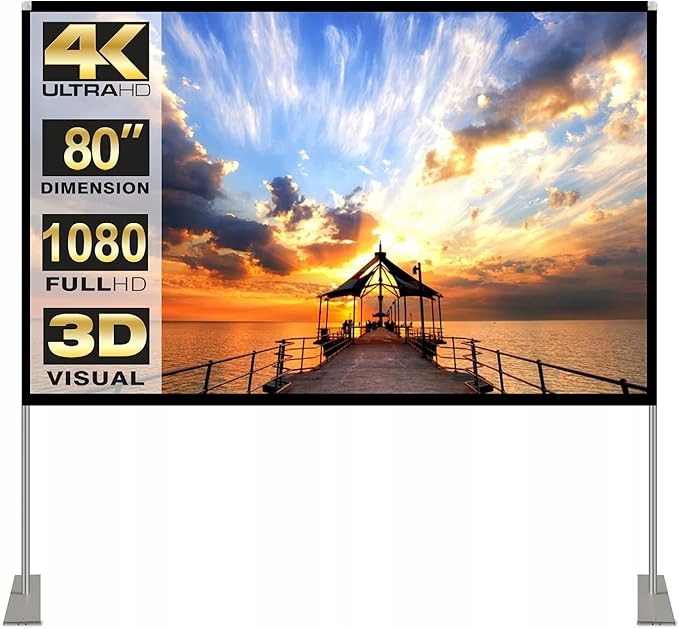 Projektorová obrazovka se stojanem, přenosná, univerzální, 80 palců