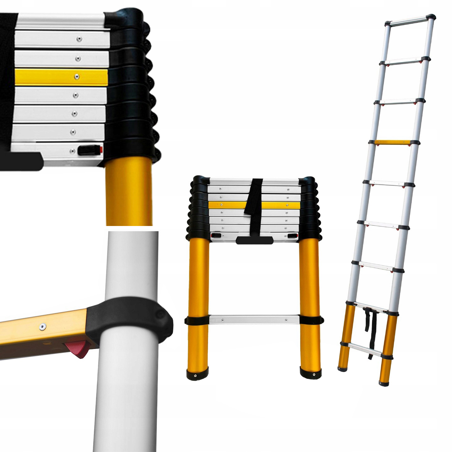 Teleskopický Žebřík Max hliníkový 9 stupňů 3,37 m Drabest