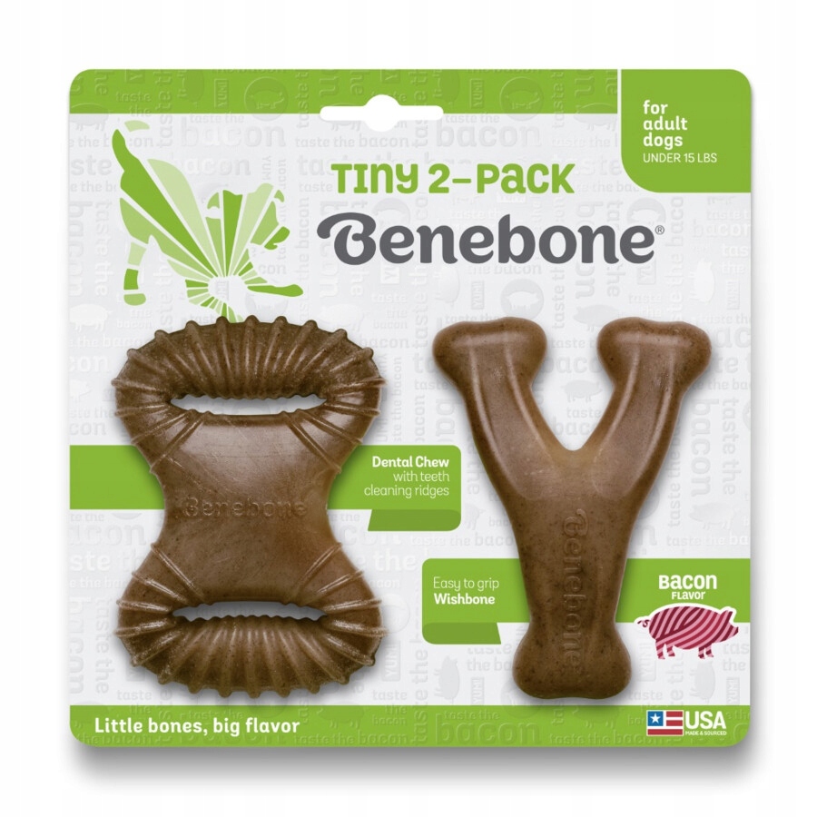 Levně Benebone 2-Pack Dental Chew/Wishbone Bacon Tiny