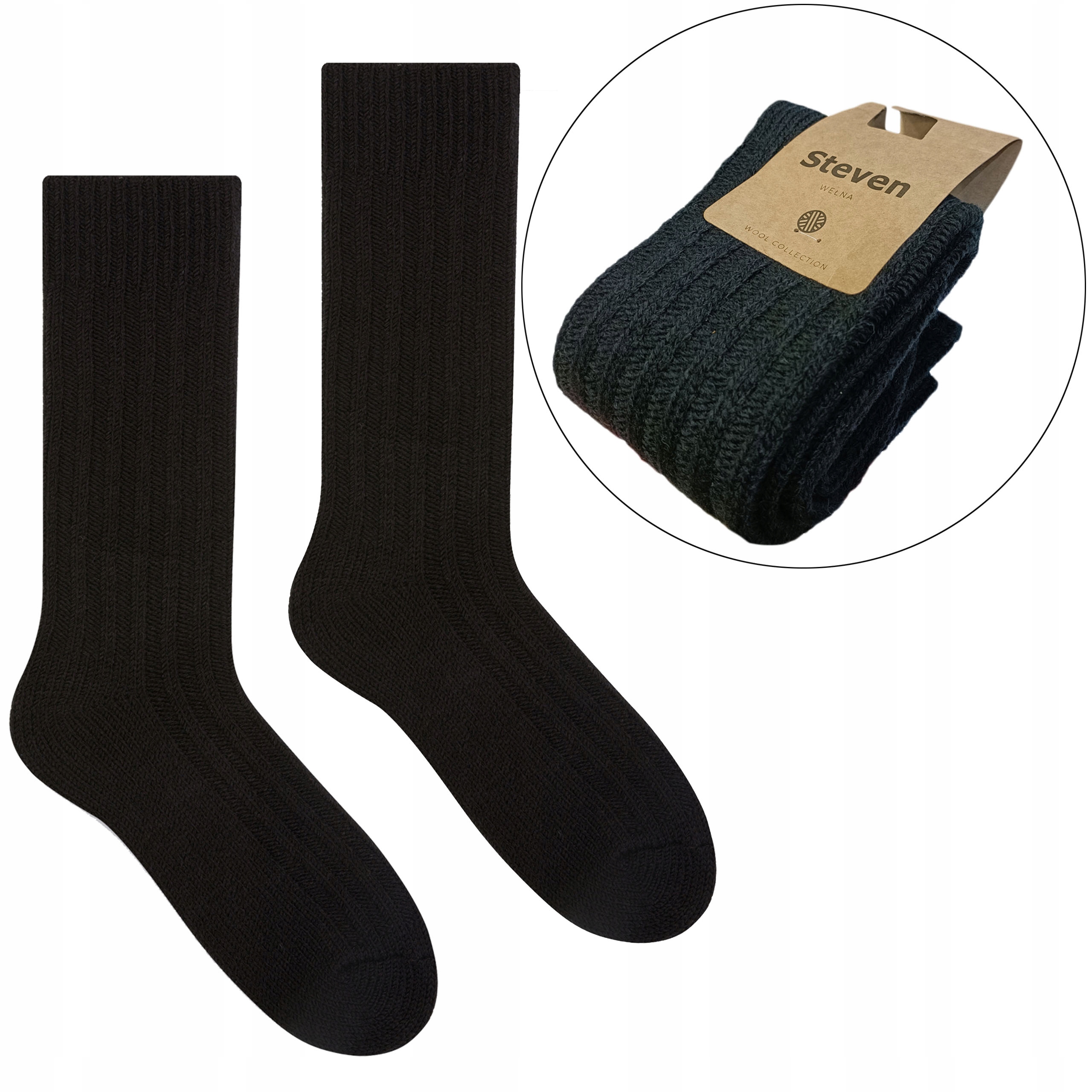 

Steven 085 Grube Skarpety męskie wełna czerń 44-46