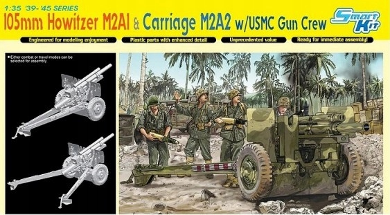 1:35 105mm houfnice M2A1 a lafeta M2A2 s posádkou děla Usmc 1+4