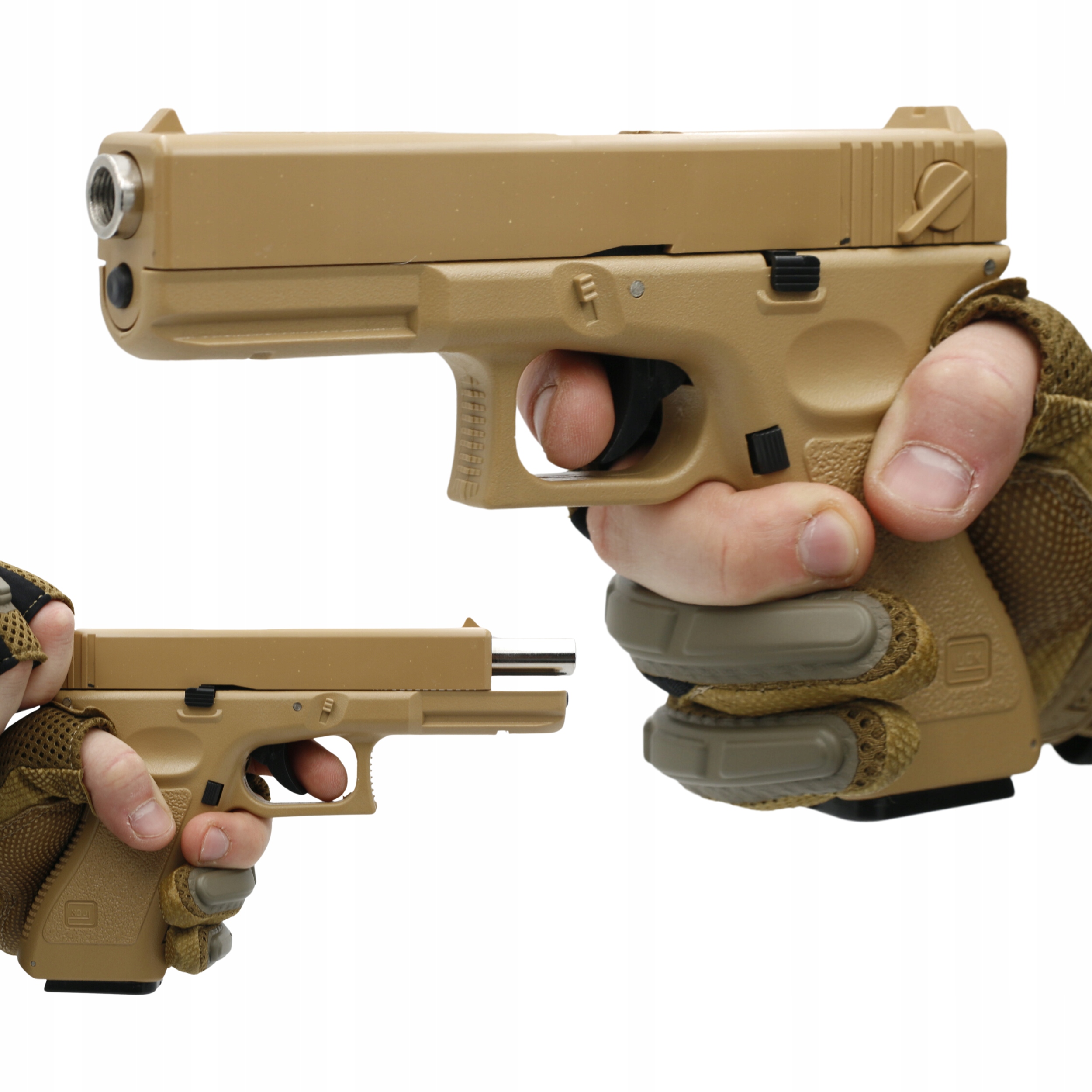 PISTOLET NA KULKI REPLIKA IMITACJA BRONI GLOCK 17 PIASKOWY CS GO CS2