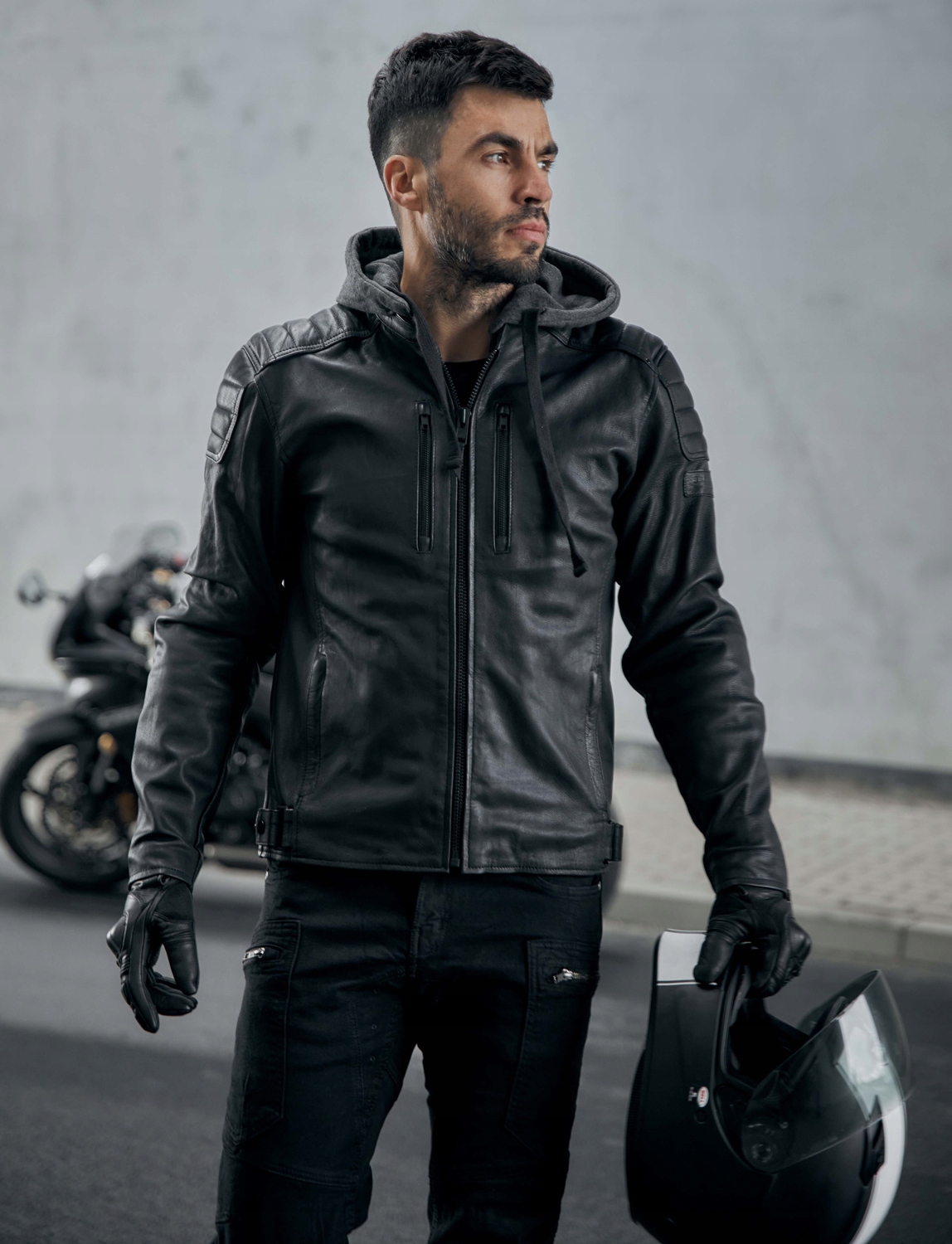 REBELHORN SKÓRZANA KURTKA MOTOCYKLOWA Z KAPTUREM MĘSKA