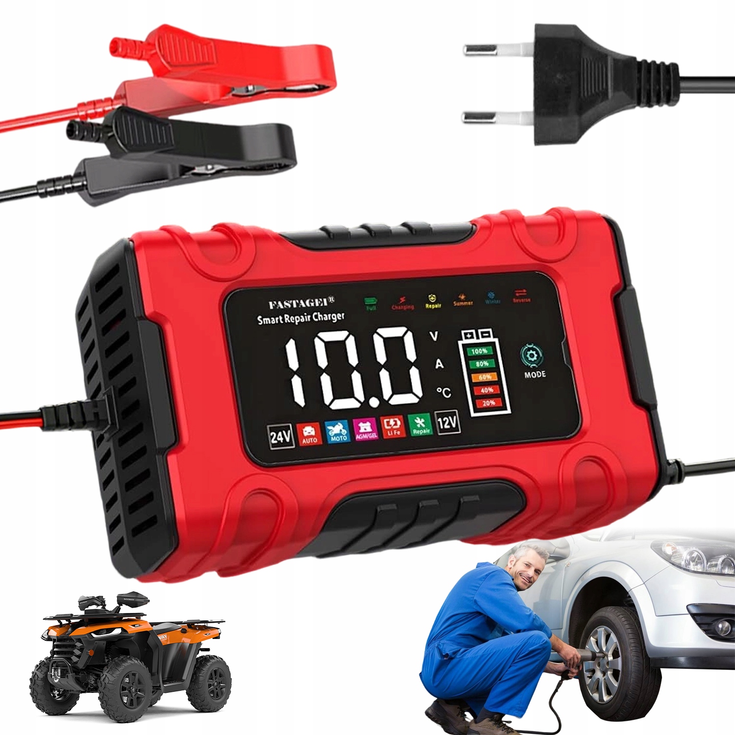 12V10A Usměrňovač 24V5A Digitální Pulzní Nabíječka Pro Akumulátory Agm Gel