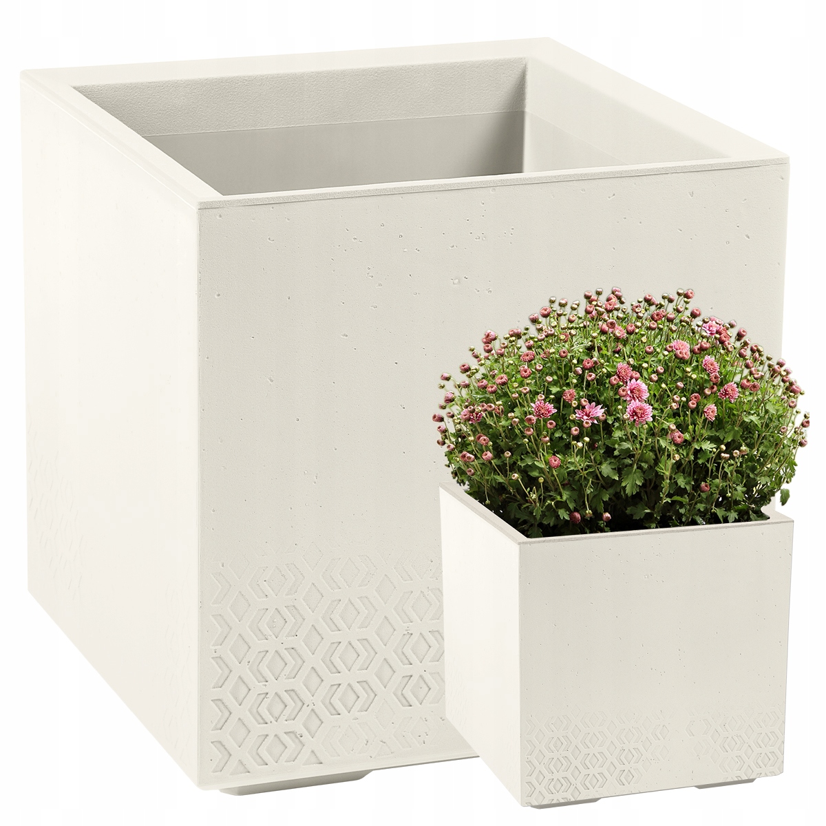 Kwietnik Donica Skrzynia Doniczka Misa Taras Ogród Kremowy 40x40x40cm