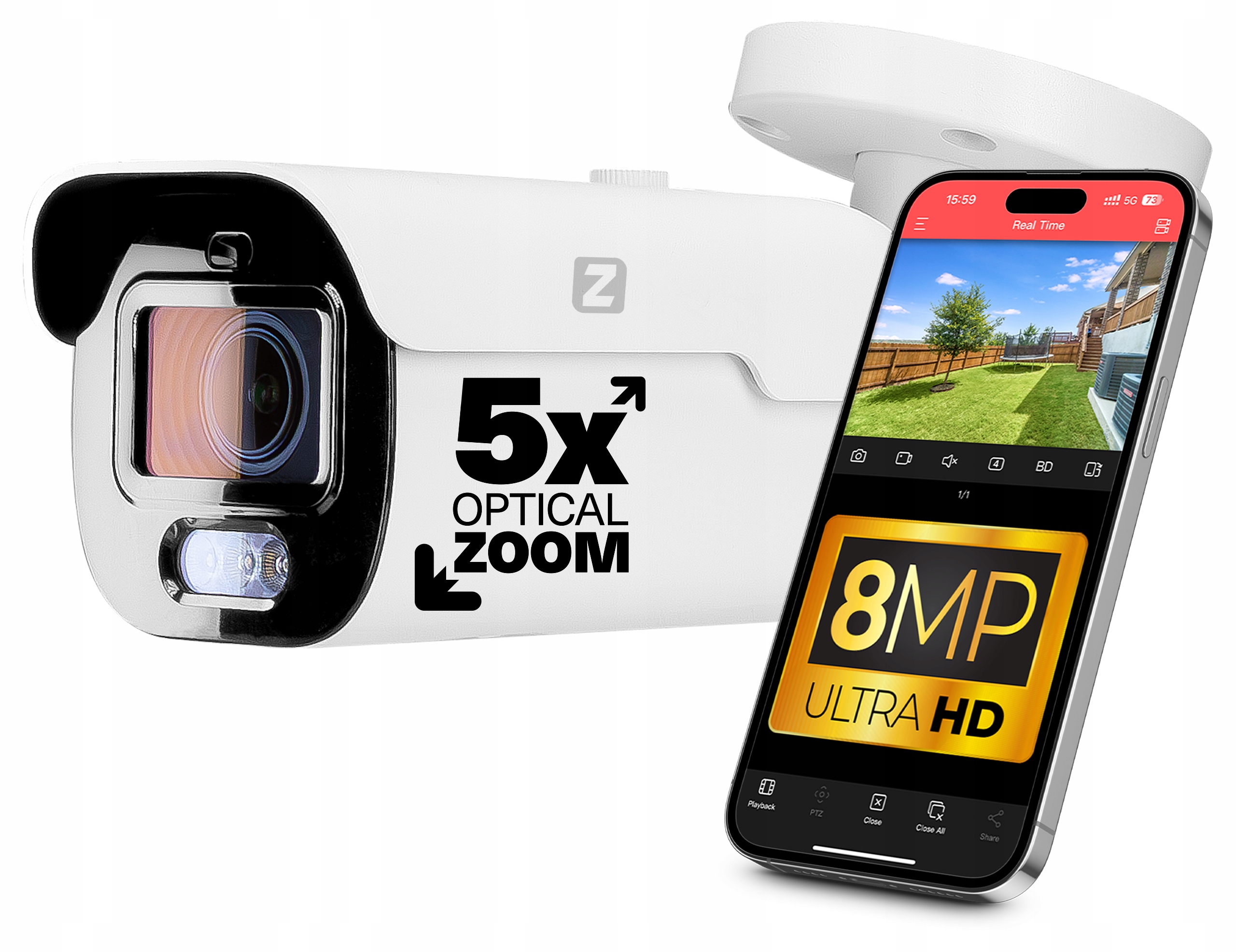 Ip kamera PoE 4K Venkovní 8MPx 60m Ir Daul Light Audio Zoom Optický x5