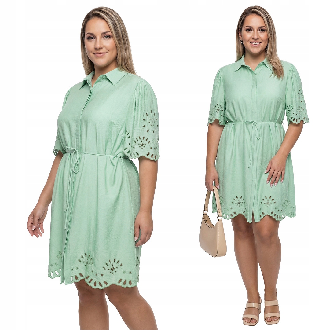 Světle zelená šaty s ažurovým spodním dílem a velikostí velikost 48