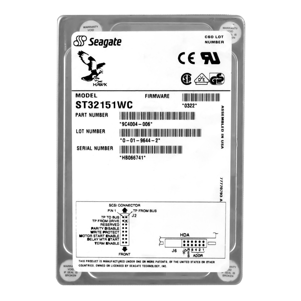 Seagate Hawk 2XL 2.15GB 5.4K Scsi 80-PIN 3.5'' ST32151WC
