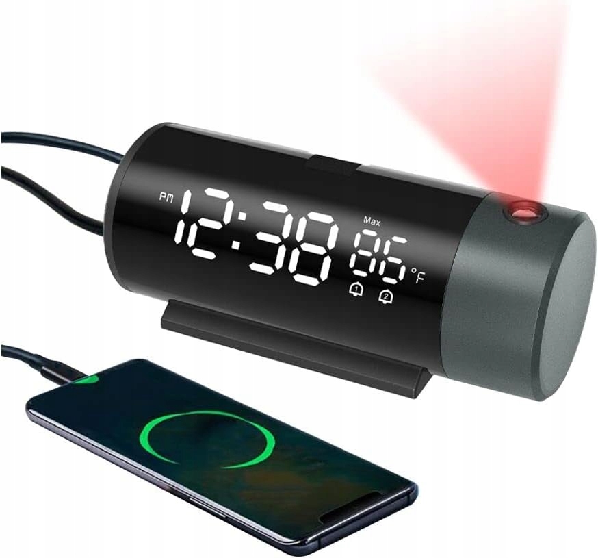 Budík FanJu do ložnice, digitální hodiny s projektorem otočným o 180°