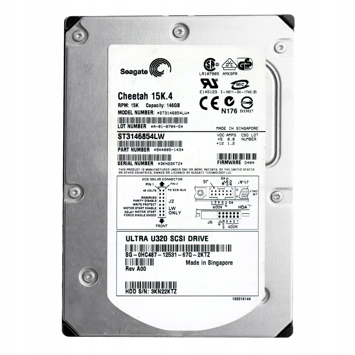Dell 0HC487 146GB 15K 8MB Scsi U320 3.5'' ST3146854LW