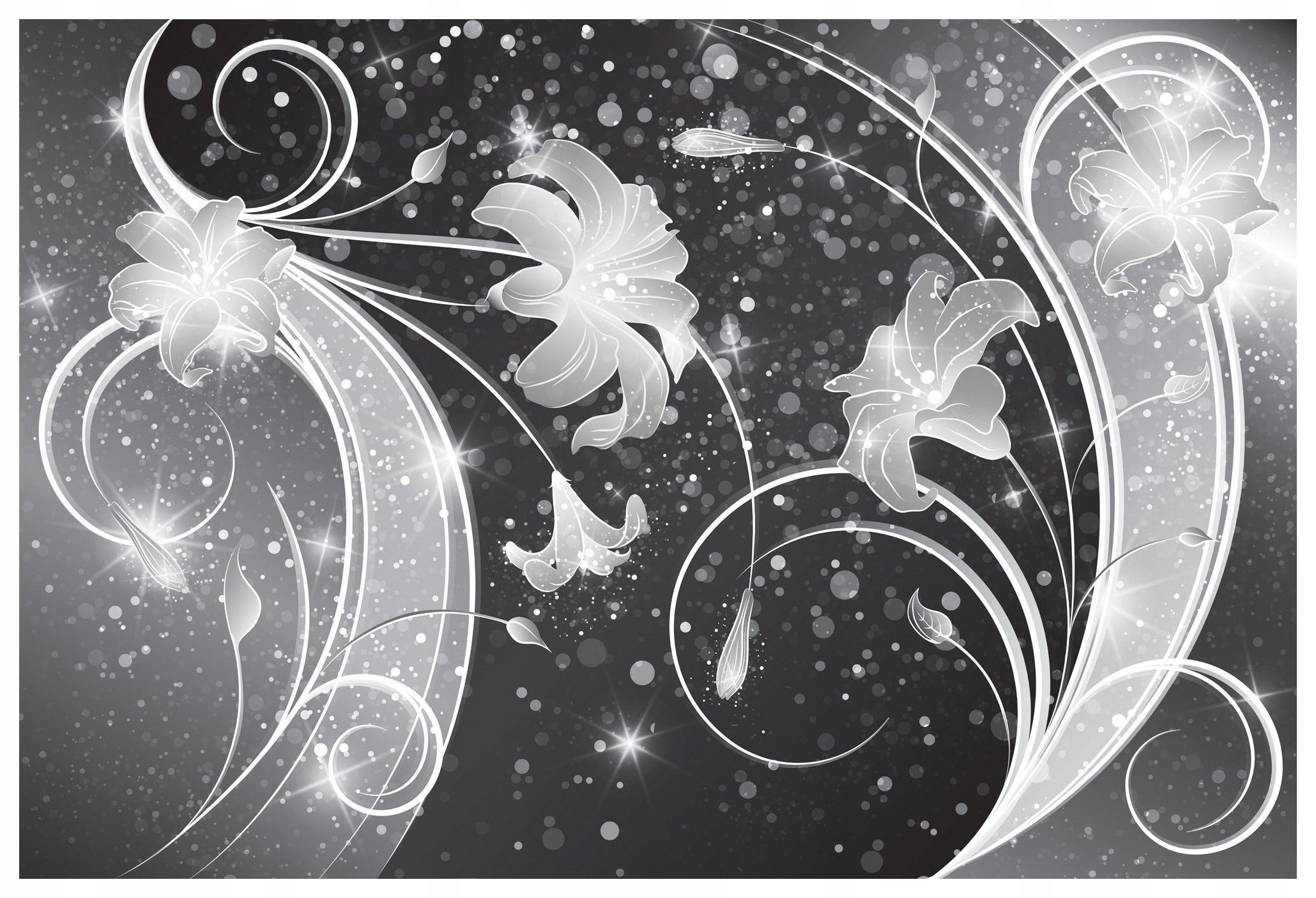 Fototapeta Čiernobiele ľalie s efektom a modernými špirálami 312x219 lepidlo