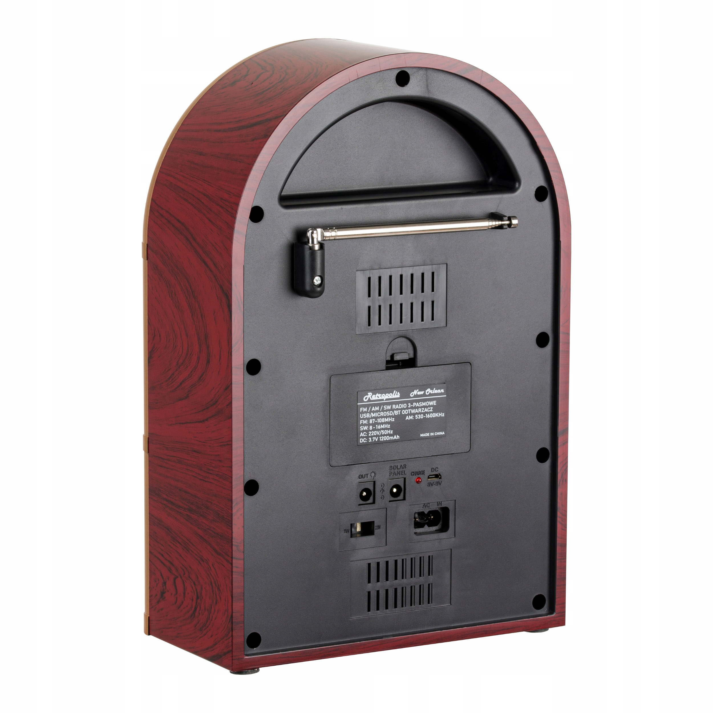 Radio Retro Szafa Grająca Powerbank 1200mAh USB Bluetooth microSD 1x18650 Funkcje inne