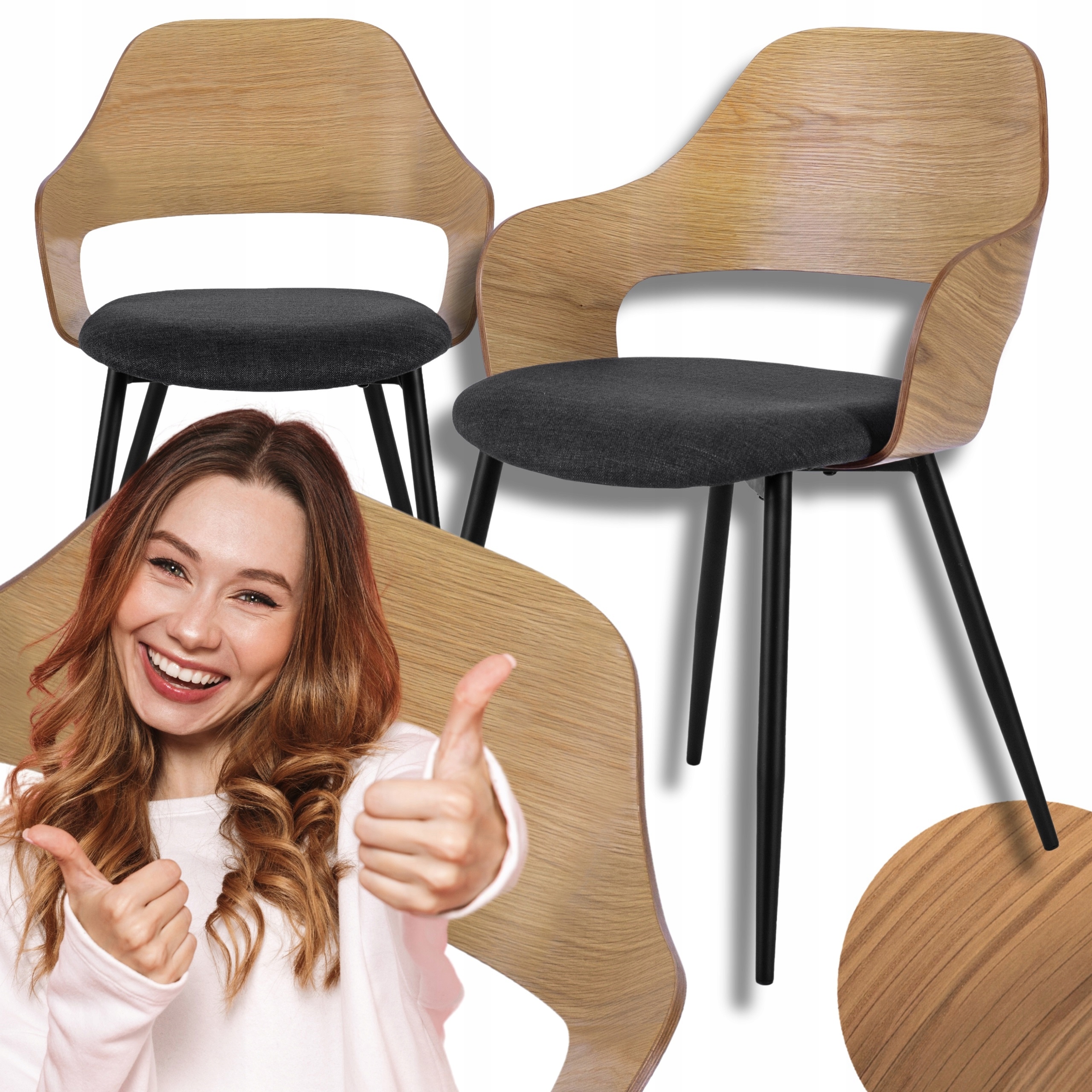 Dřevěná čalouněná židle Loftová ohýbaná do obývacího pokoje Jídelna Dub Orbi