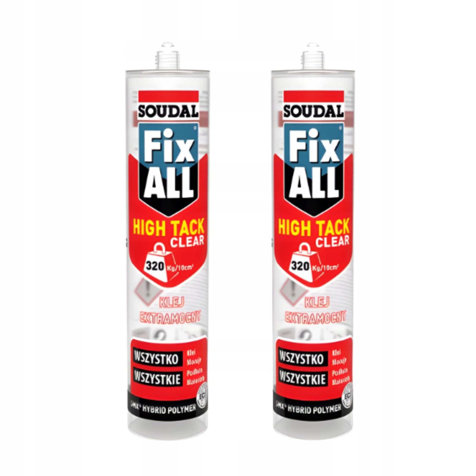2 x Soudal Klej Montażowy Hybrydowy Fix All High Tack Clear Transparentny