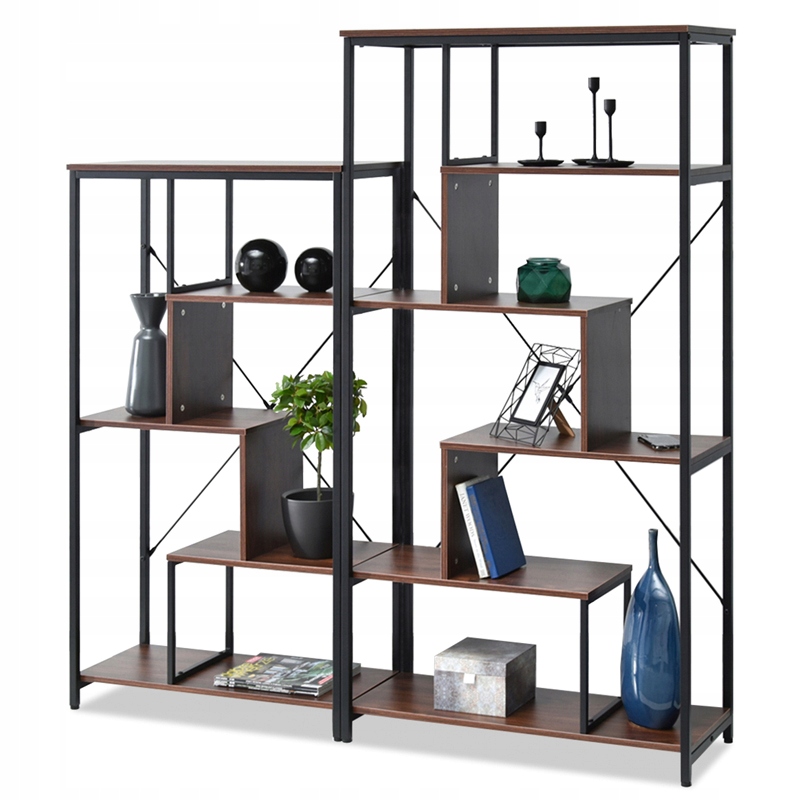 ZESTAW LOFTOWYCH REGAŁÓW HARPER A+B CZARNY ORZECH