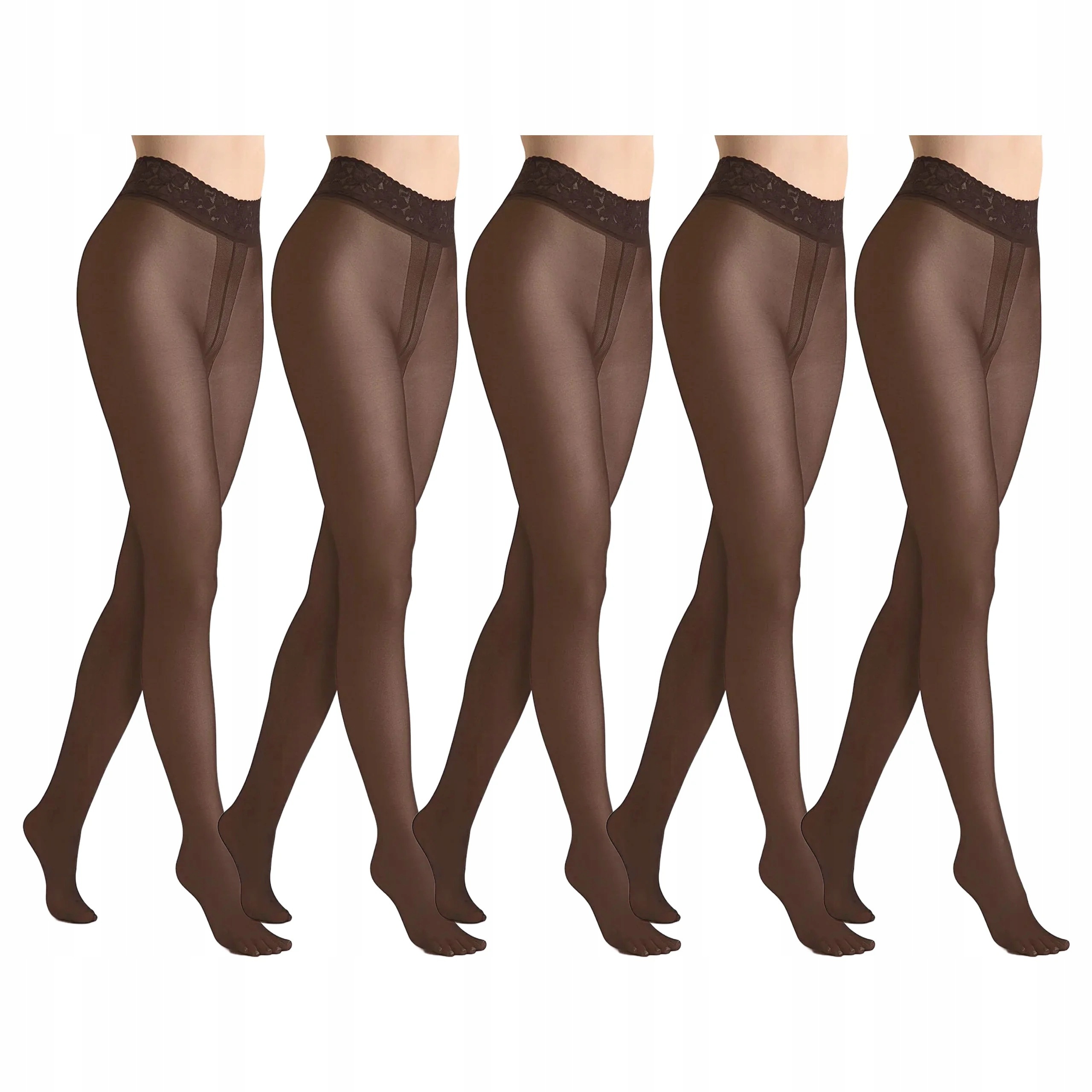 5 x Punčocháče 30 den bez kalhotek s krajkou Erotic Silk Marilyn Bronzo 3/4