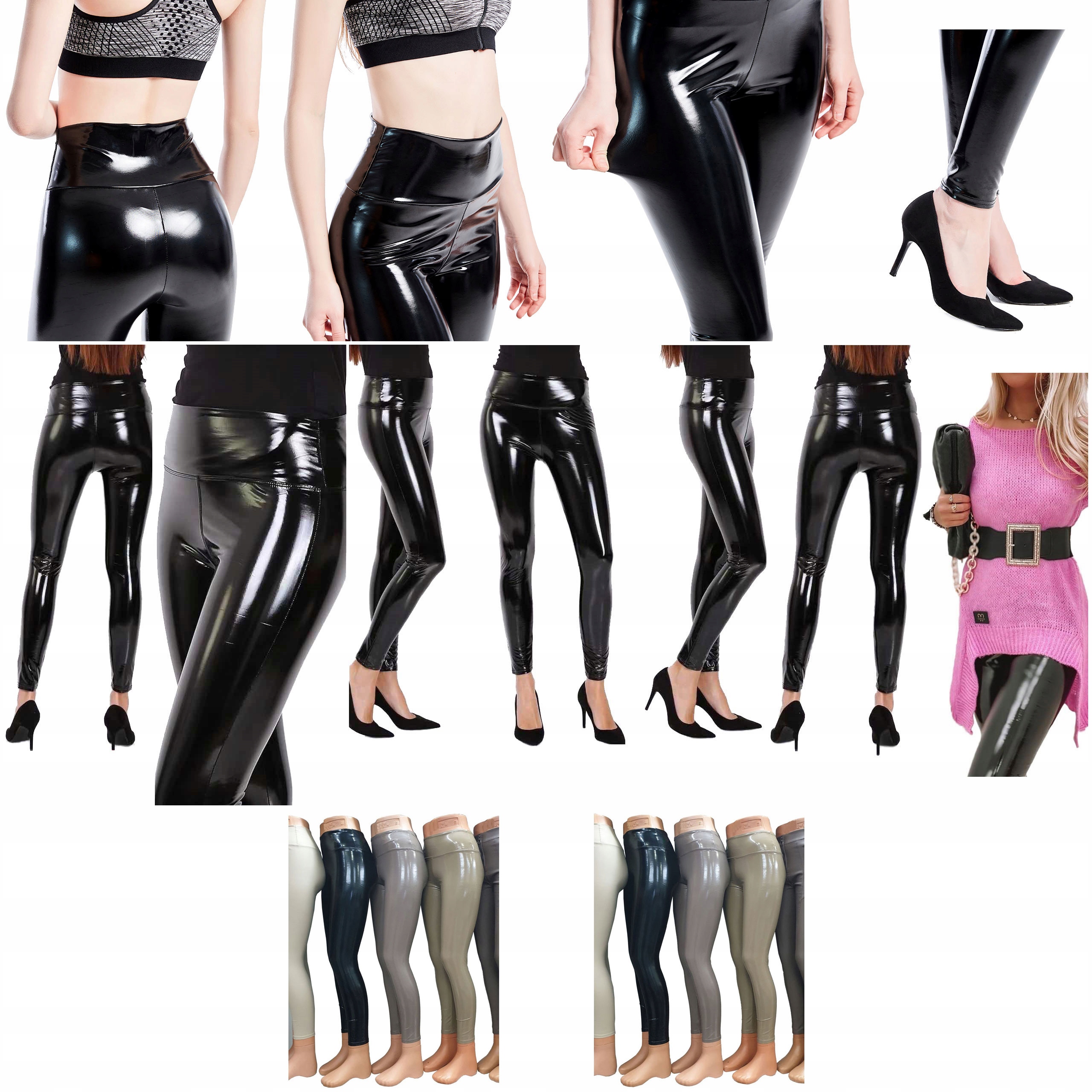 LEGGINSY WINYLOWE GETRY WINYL SPODNIE RURKI LATEKS Długość nogawki długa