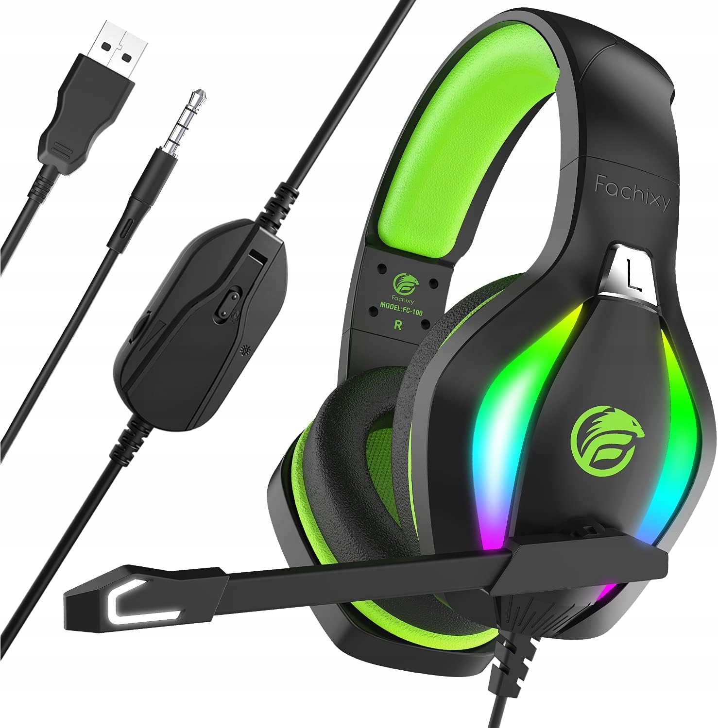 SŁUCHAWKI GAMIONGOWE PS4, PS5, PC Fachixy FC-100 Zielone