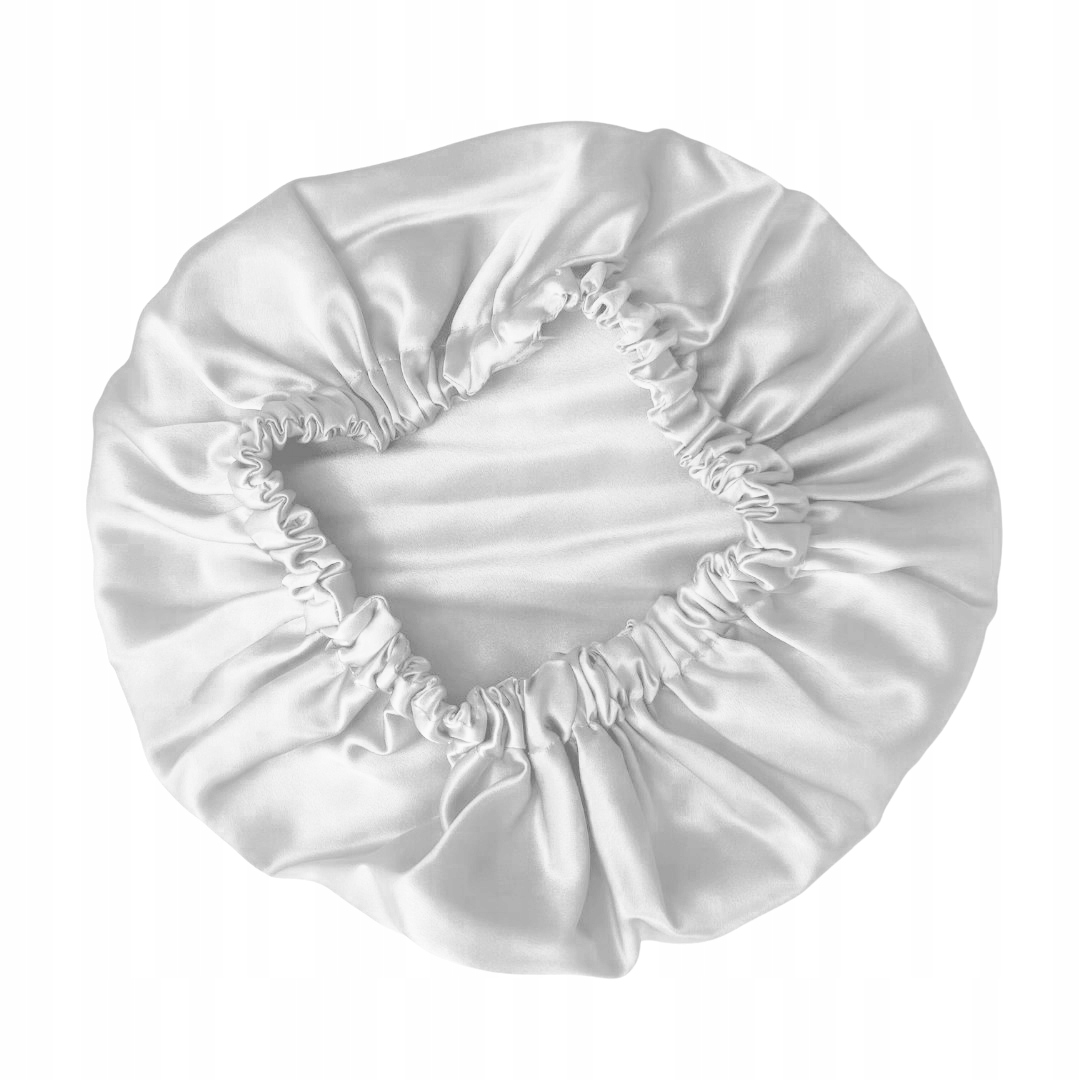 Hedvábná čepice na spaní, čepice z hedvábí 100% hedvábí bílá