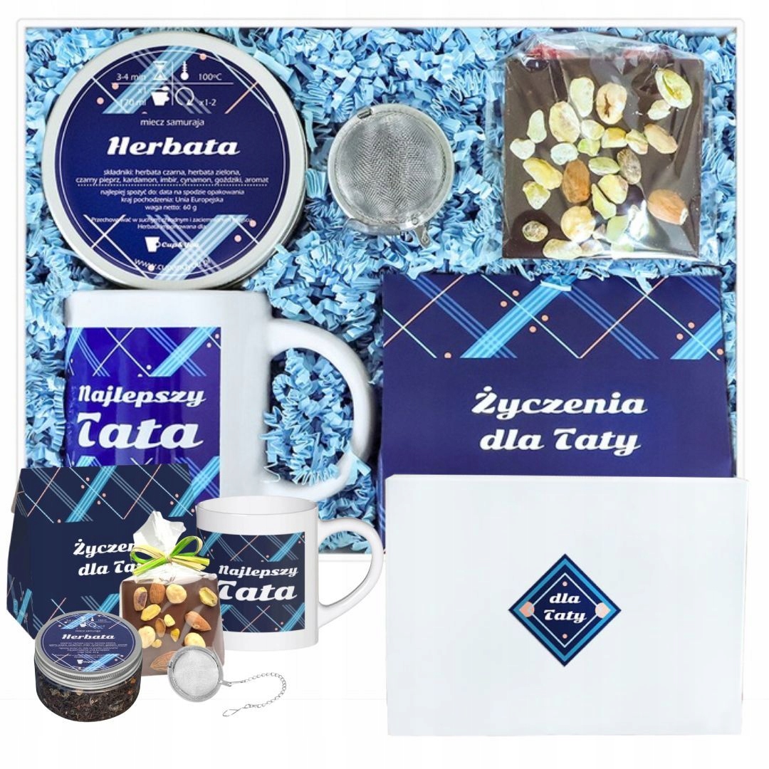 Na Dzień Ojca Box Premium Herbata MIX Kubek Czekolada Zaparzacz