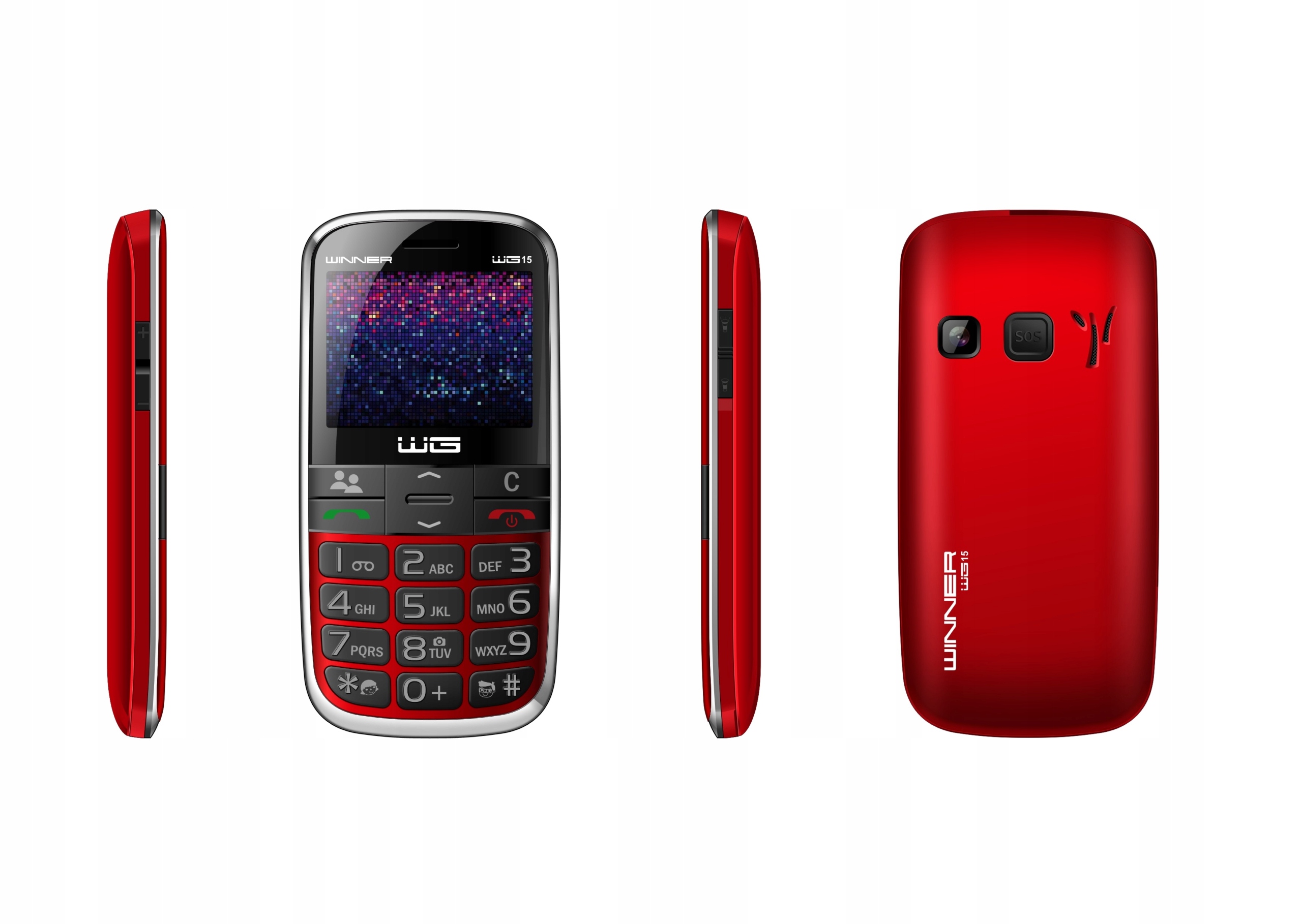 Telefon dla SENIORA/DZIECKA Lokalizacja! WG15C RED Model telefonu WG15