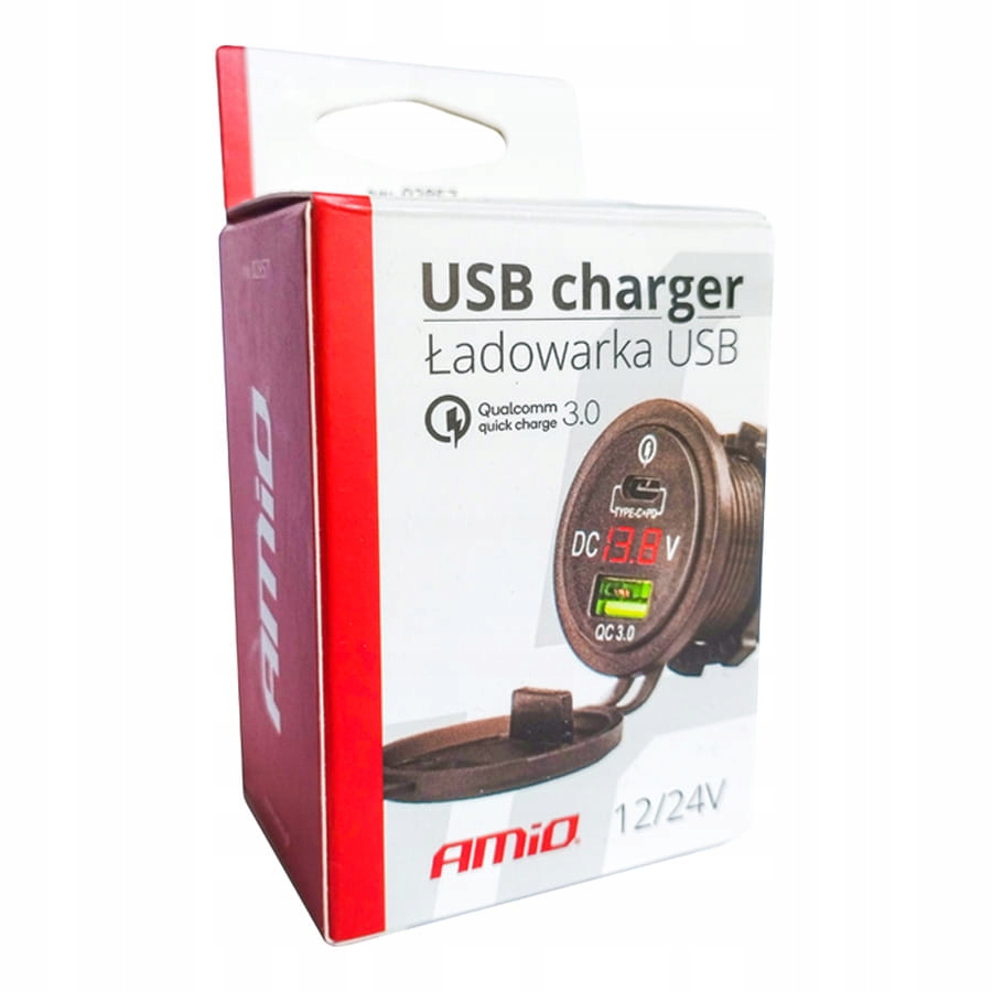 Ładowarka samochodowa USB 5-12V 3A z woltomierzem Producent Amio