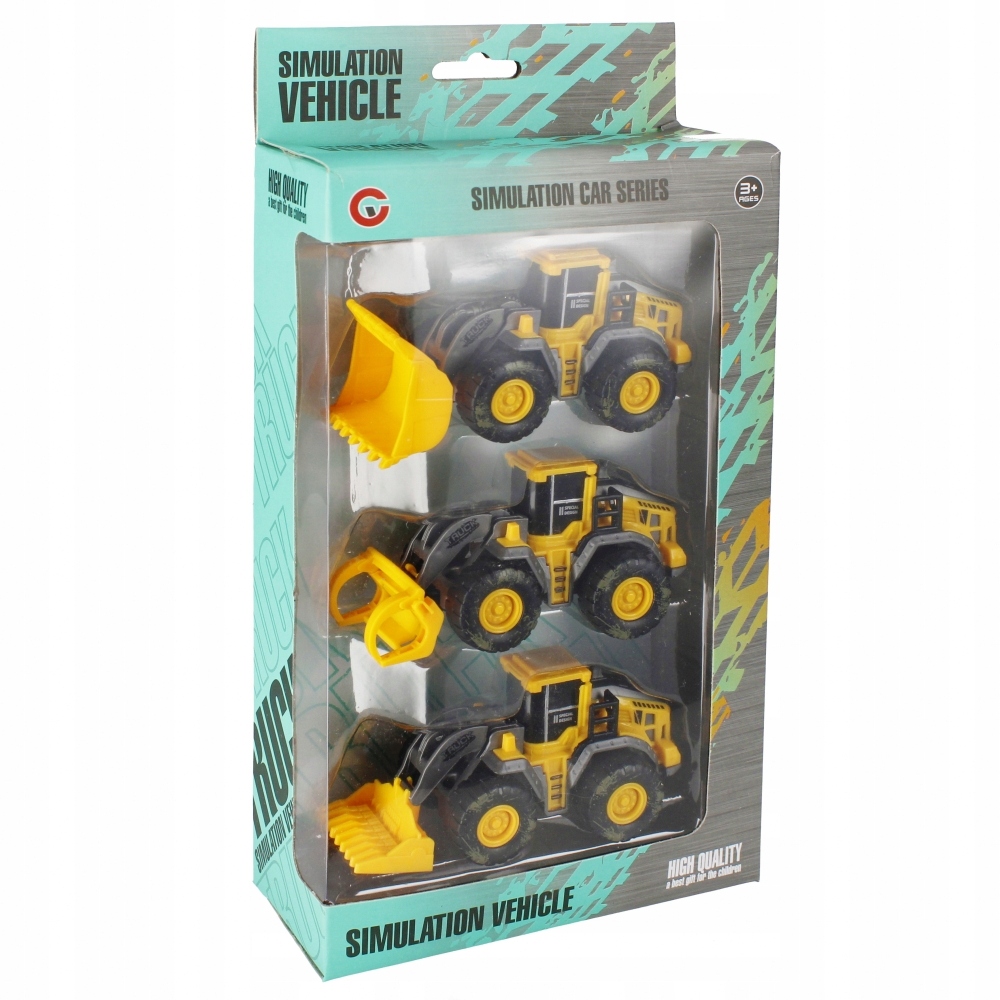 ZESTAW POJAZDÓW BUDOWLANYCH dla dzieci 3 sztuki MEGA CREATIVE samochody Model Koparki