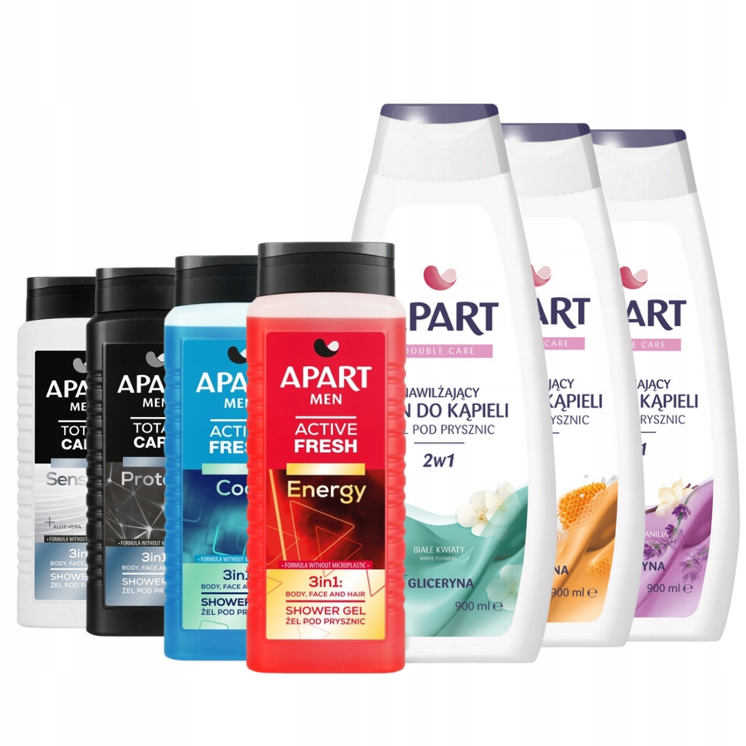 Apart sprchový gel Pánský 500 ml sprchový gel Dámský 900 ml Sada 4+3