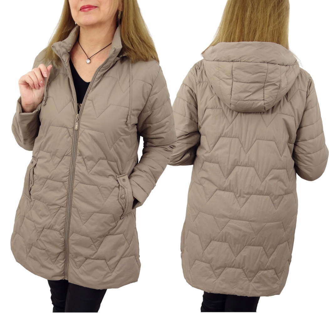 Kurtka Damska Pikowana Przejściowa z Odpinanym Kapturem Margaret 54 7XL