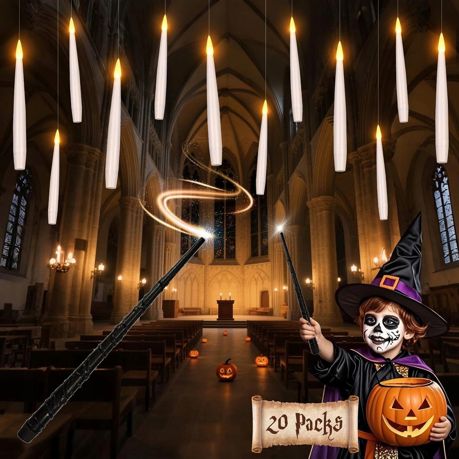 svíčky s kouzelnou hůlkou a dálkovým ovládáním Plovoucí závěsné Harry Potter 20 Ks