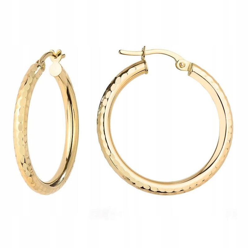 Zlaté Náušnice Diamantové pr. 585 Kolečka 25mm 14k