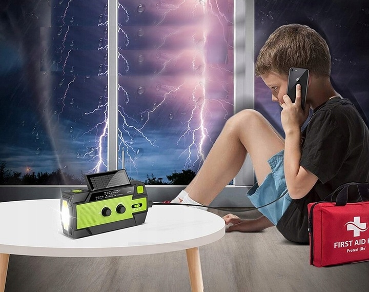 SOLAR CRANK RADIO Solarne radio awaryjne z latarką Marka inna