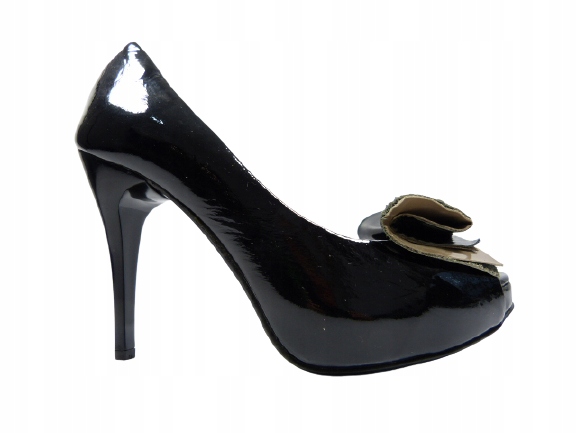 černé kožené lodičky na platformě Magda 37