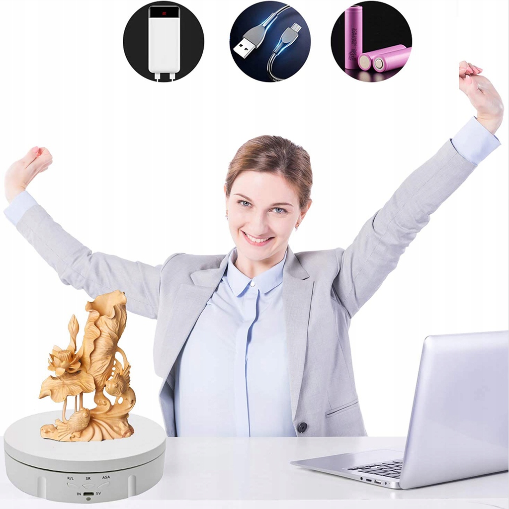 OBROTOWA PODSTAWKA DO ZDJĘĆ 360 STOPNI BIAŁY 138MM Waga produktu z opakowaniem jednostkowym 0.25 kg