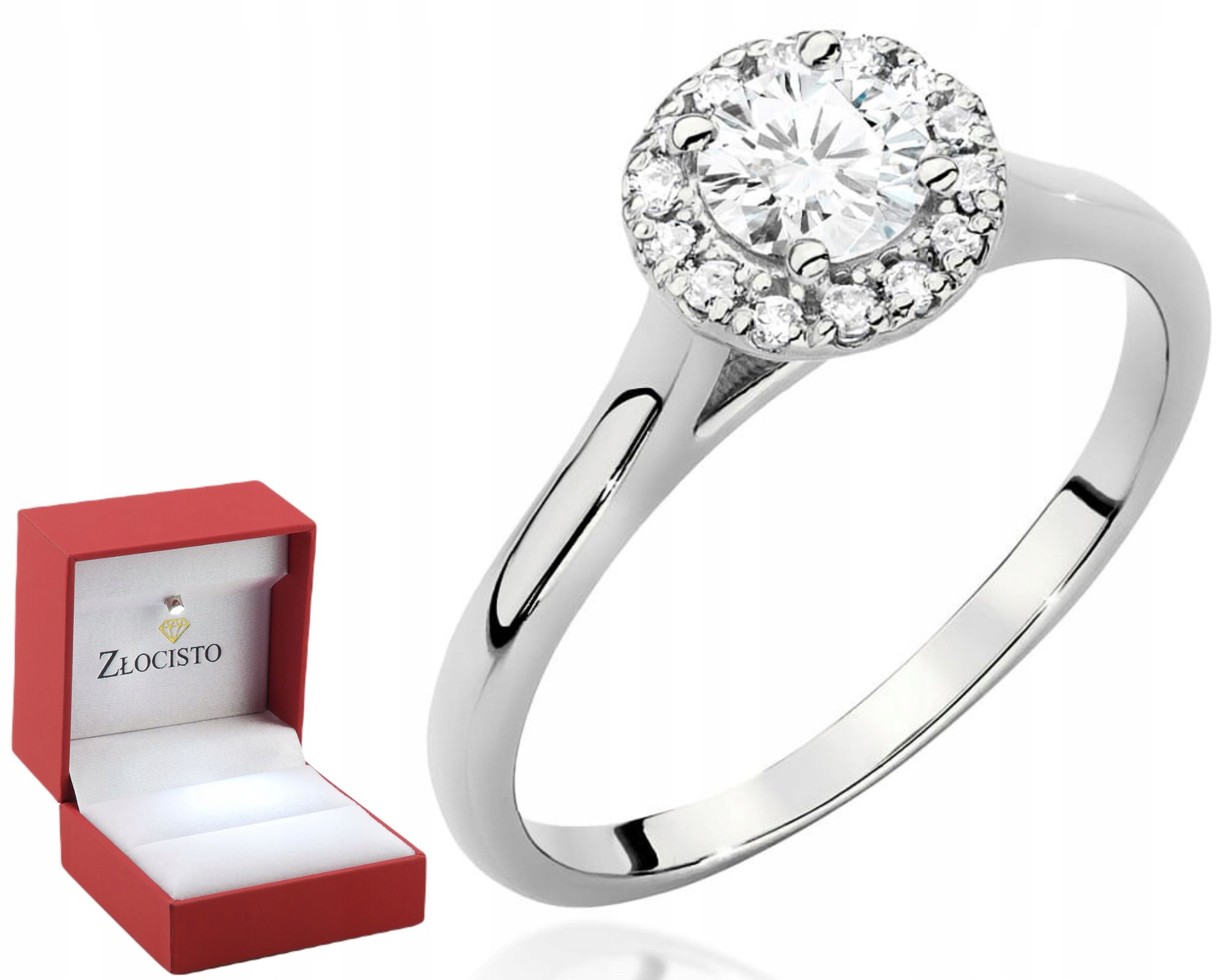 Bílé Zlato Prstýnek S Diamanty Gravírování 585 Bonus Dárek