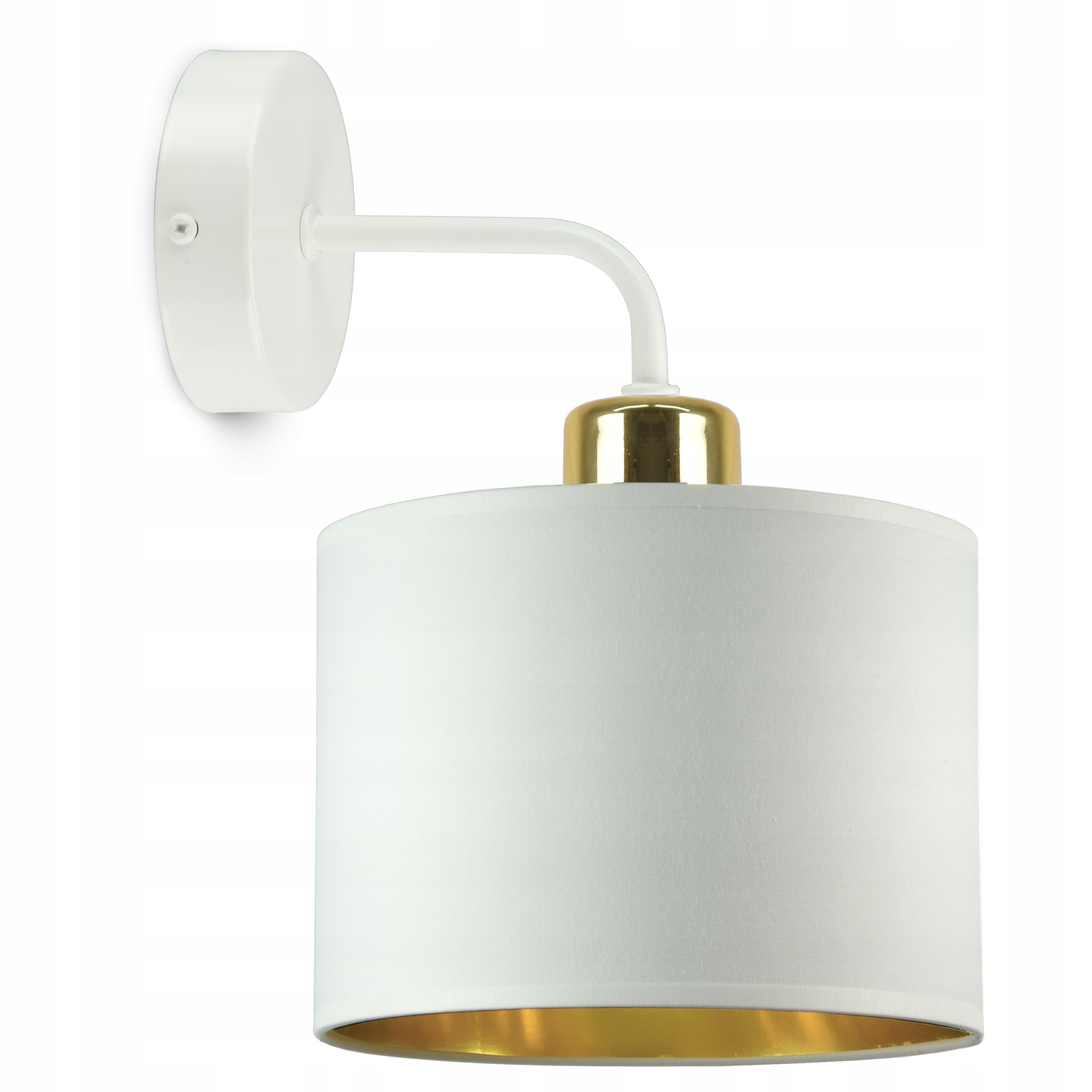 

Lampa Ścienna Kinkiet Abażur Biały Złoty E27 Led